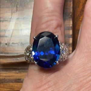 ⬇️NWT Sapphire Gemstone w/ CZ Stones & Silver HT 925 Band Ring- Marked Down